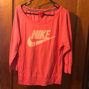 Pink Nike 3/4 sleeve top swoop neck comfy